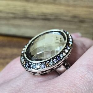 Brighton CRYSTAL VOGAGE COLLECTION Silver Ring with Gold and Black Accents
